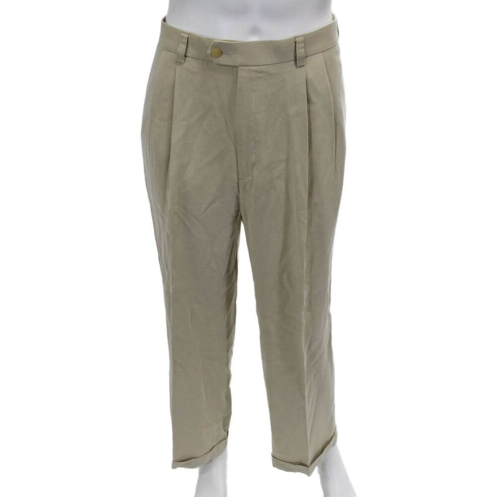 Bobby Jones Mens Chino Pants Beige Tencel Button Closure Size 36
